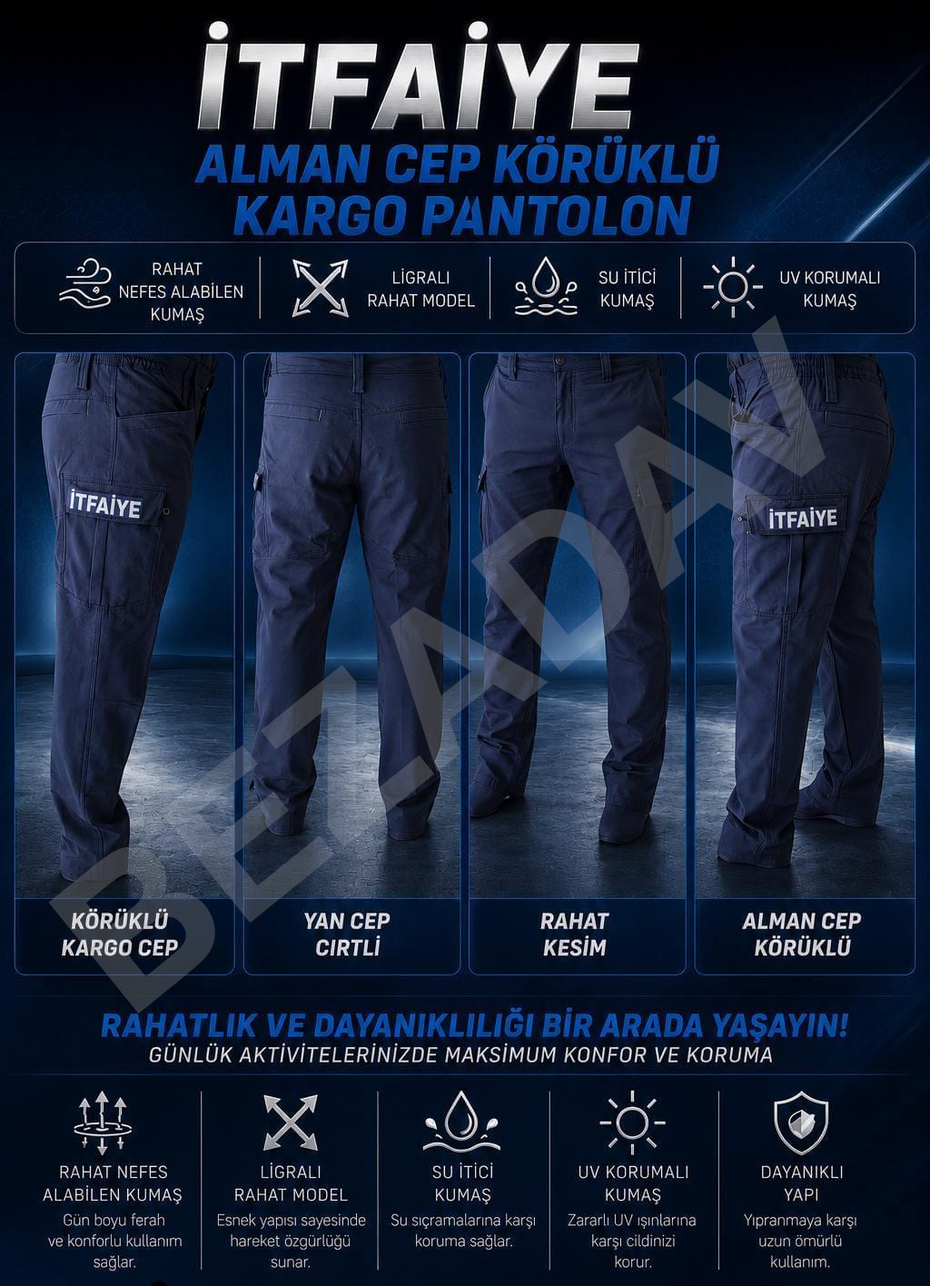 İtfaiye Alman Cep Kargo Pantolon