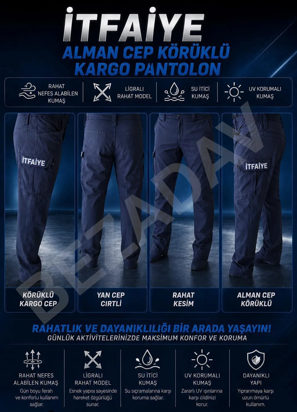 İtfaiye Alman Cep Kargo Pantolon
