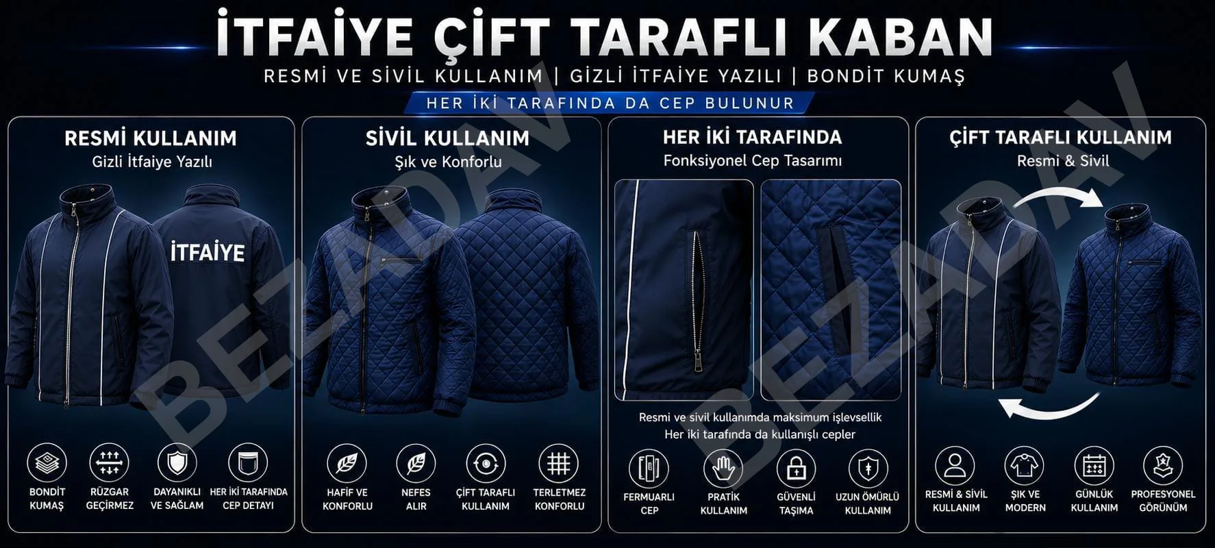İtfaiye Çift Taraflı Kaban